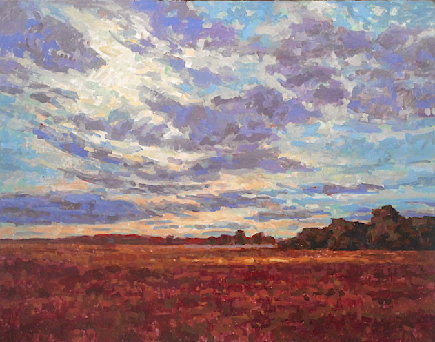 Low horizon landscape with dramatic light and clouds